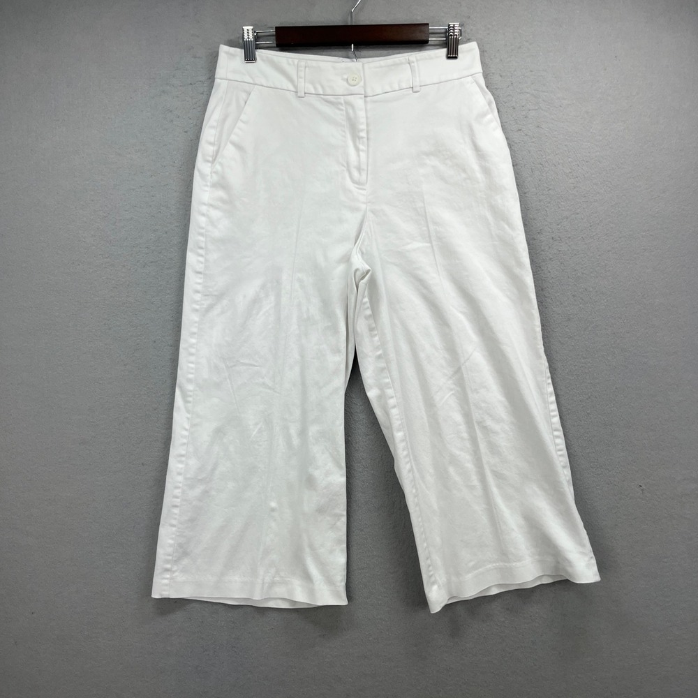 Simply Vera Vera Wang Culotte Pants Womens 10 White Wide Baggy Crop Casual Chic